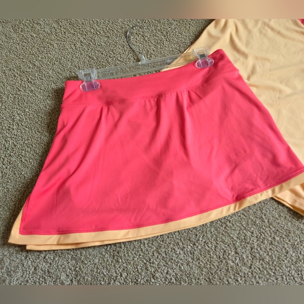 Nike Golf Tennis Skort Set - Peach & Pink Matching Top Skirt Sz M - Picture 5 of 8